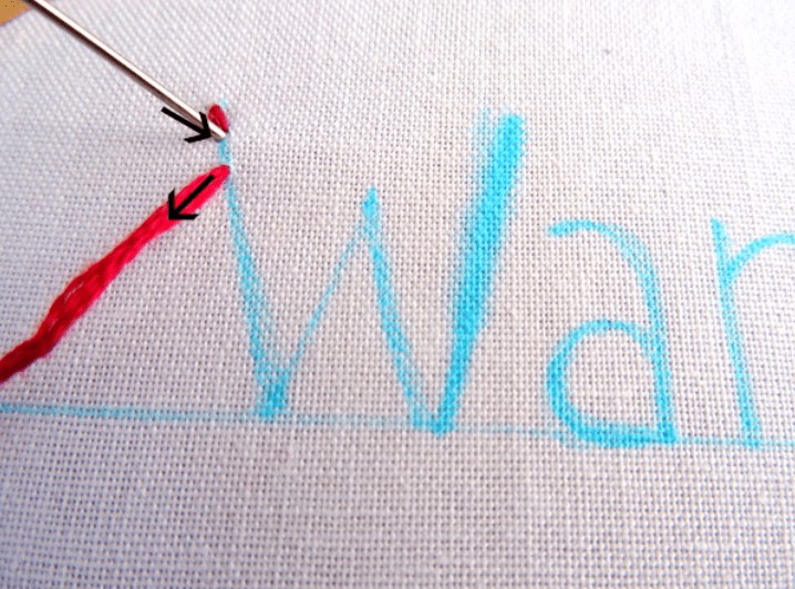 sew letters on fabric by hand